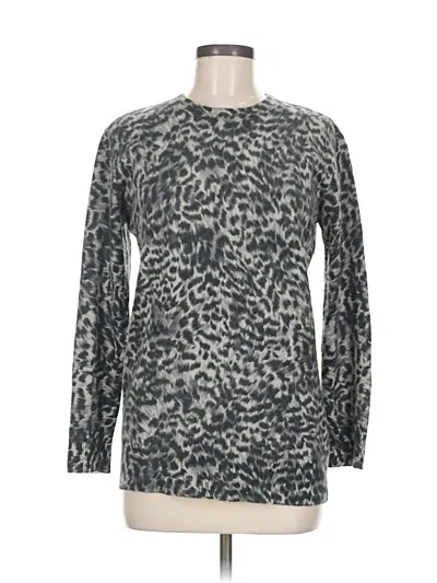 Pre-owned Nina Leonard Long Sleeve Top Gray Crew Neck Tops