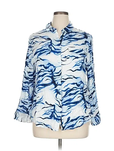 Pre-owned Chico's 3/4 Sleeve Blouse In Blue