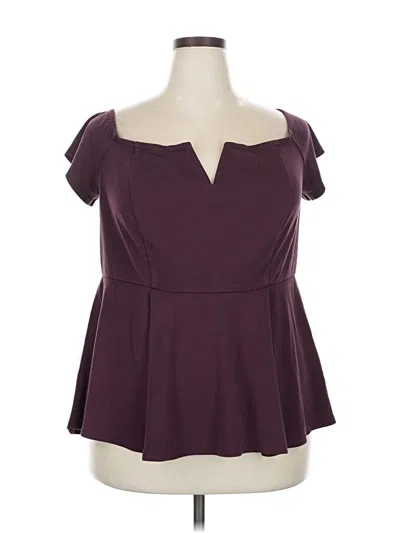 Pre-owned Lane Bryant Short Sleeve Top Burgundy Sweetheart Neckline Tops