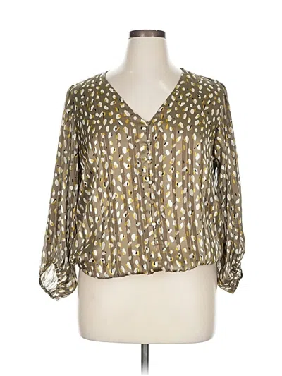 Pre-owned Haver + Blair 3/4 Sleeve Blouse In Brown