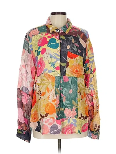 Pre-owned Dylan Long Sleeve Blouse In Pink