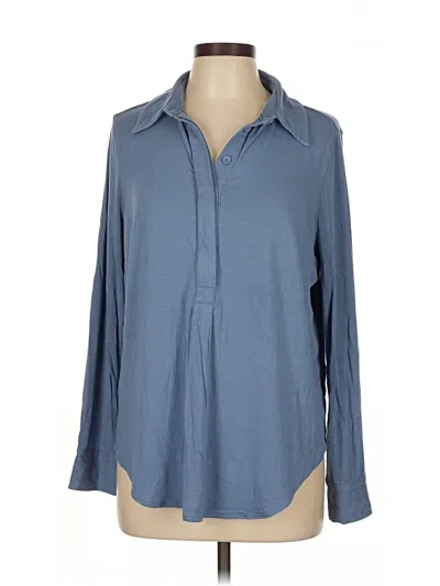 Pre-owned Universal Standard Long Sleeve Polo Shirt In Blue