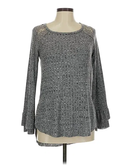 Pre-owned Knox Rose Long Sleeve Top Gray Boatneck Tops