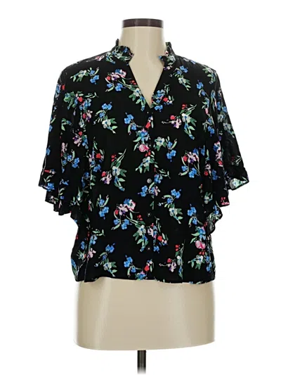 Pre-owned Maeve By Anthropologie Short Sleeve Blouse In Black