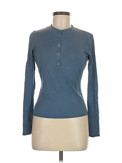 Pre-owned Elie Tahari Long Sleeve Henley Shirt In Blue