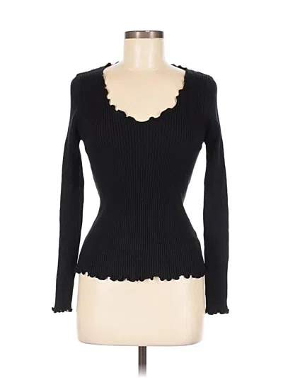 Pre-owned Aemi + Co Long Sleeve Top Black Sweetheart Neckline Tops