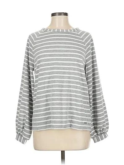 Pre-owned Anne Klein Long Sleeve Top Gray Mock Neckline Tops