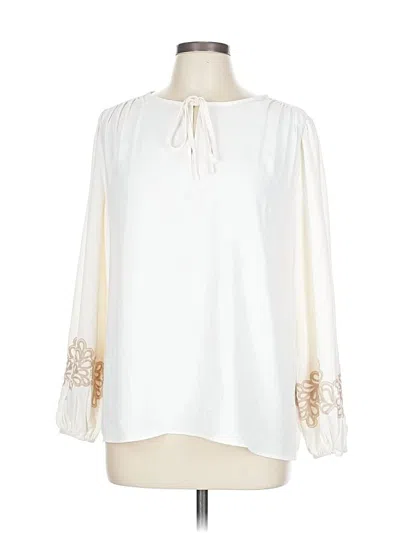 Pre-owned Ann Taylor Long Sleeve Blouse In White