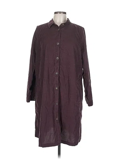 Pre-owned Jjill 3/4 Sleeve Button Down Shirt In Burgundy