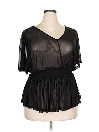 Pre-owned Torrid Short Sleeve Top Black V Neck Tops