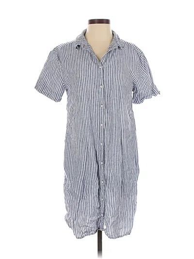 Pre-owned Tahari Short Sleeve Button Down Shirt In Blue