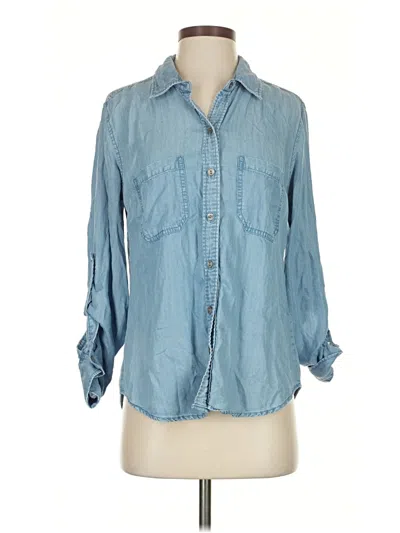 Pre-owned Liverpool Los Angeles 3/4 Sleeve Button Down Shirt In Blue