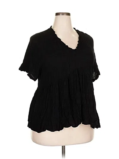 Pre-owned Time And Tru Short Sleeve Blouse In Black
