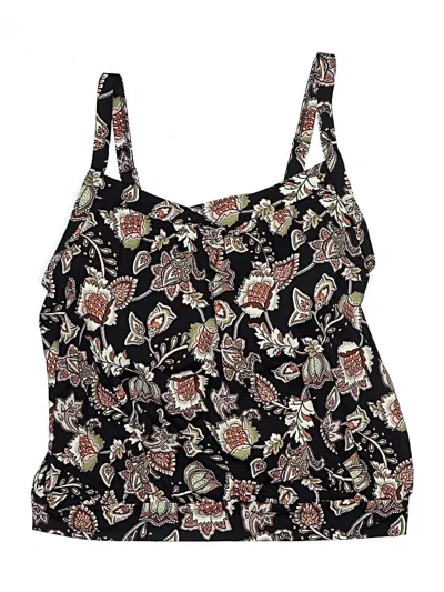 Pre-owned Lands' End Swimsuit Top Black Paisley Pattern Swimwear