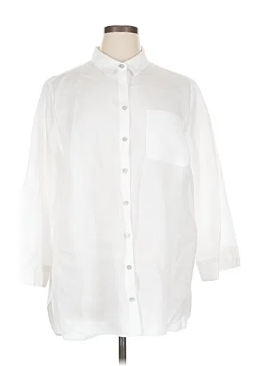 Pre-owned Chico's 3/4 Sleeve Button Down Shirt In White
