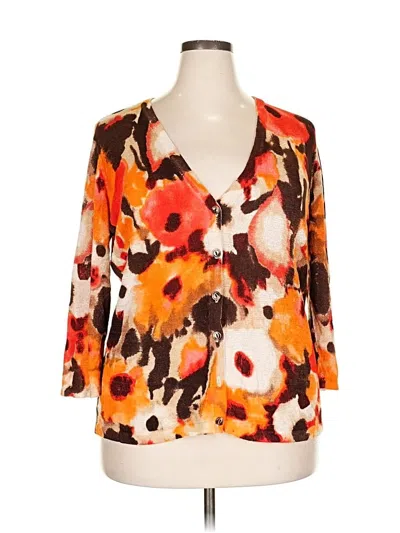 Pre-owned Jones New York Collection Cardigan Sweater In Orange