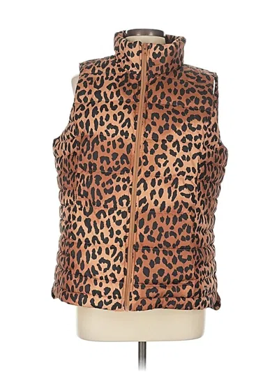 Pre-owned Lands' End Faux Fur Vest In Brown