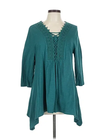 Pre-owned Chico's 3/4 Sleeve Blouse In Blue