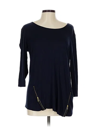 Pre-owned Ellen Tracy 3/4 Sleeve Top Blue Boatneck Tops