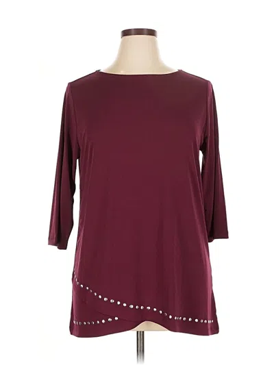 Cj Banks 3/4 Sleeve Top Burgundy Boatneck Tops In Burgundy
