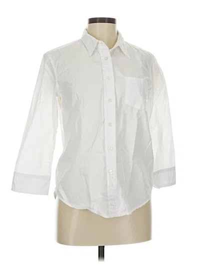 Pre-owned Denimist 3/4 Sleeve Button Down Shirt In White