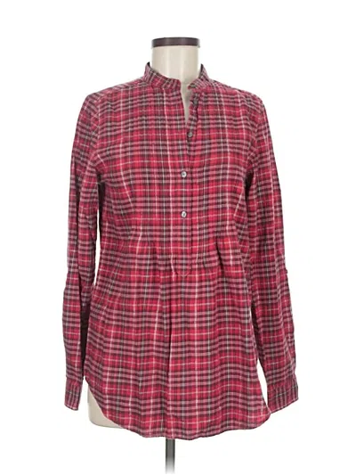 Pre-owned Lands' End Long Sleeve Button Down Shirt In Red