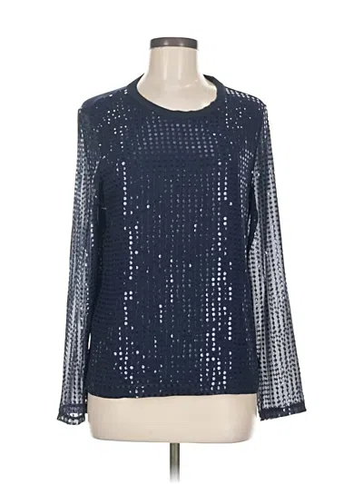 Pre-owned Donna Karan Long Sleeve Blouse In Blue