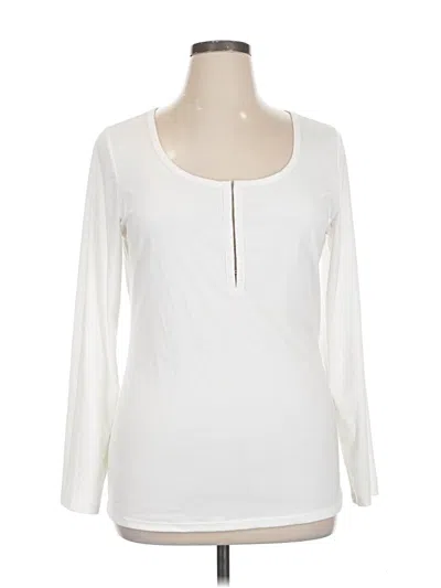 Pre-owned Torrid Long Sleeve Top Ivory Scoop Neck Tops In White