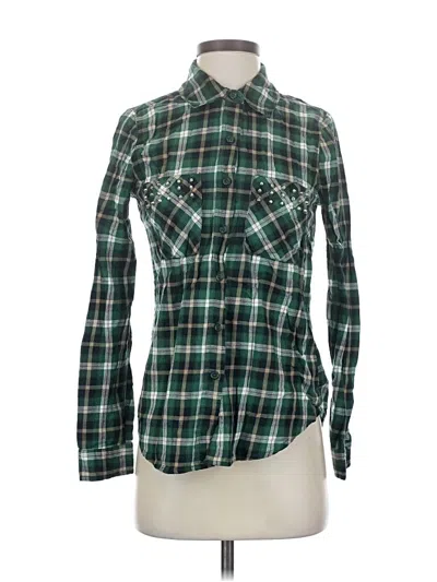Pre-owned Forever 21 Long Sleeve Button Down Shirt In Green