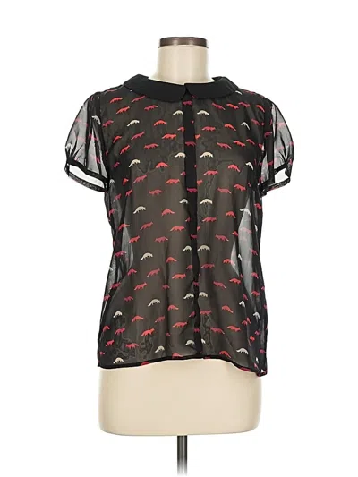 Pre-owned Vivienne Vivienne Tam Short Sleeve Blouse In Black