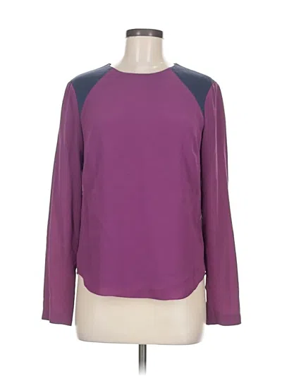 Pre-owned Rag & Bone Long Sleeve Top Purple Color Block Pattern Crew Neck Tops