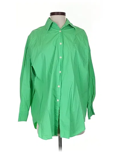 Pre-owned The Frankie Shop 3/4 Sleeve Button Down Shirt In Green