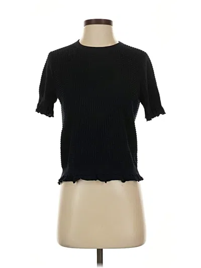 Pre-owned Theory Short Sleeve Turtleneck In Black