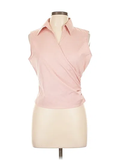 Pre-owned Anne Klein Sleeveless Button Down Shirt In Pink