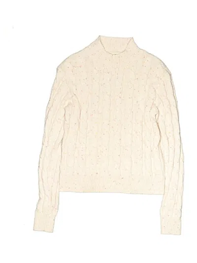 Pre-owned Crewcuts Outlet Kids' Turtleneck Sweater In White