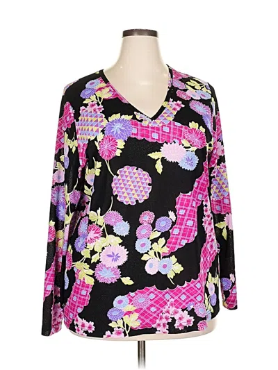 Pre-owned Karen Kane Long Sleeve T-shirt In Black