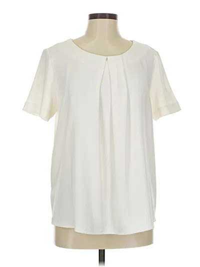 Pre-owned Ann Taylor Short Sleeve Blouse In White