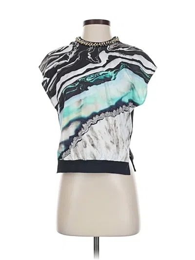 Pre-owned 3.1 Phillip Lim Short Sleeve Top Teal High Neck Tops In Blue