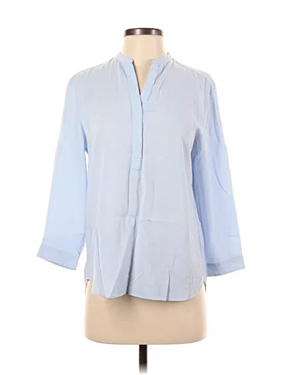 Pre-owned Uniqlo 3/4 Sleeve Button Down Shirt In Blue