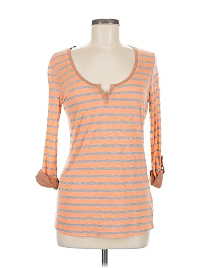 Pre-owned Splendid 3/4 Sleeve Top Orange Keyhole Neckline Tops