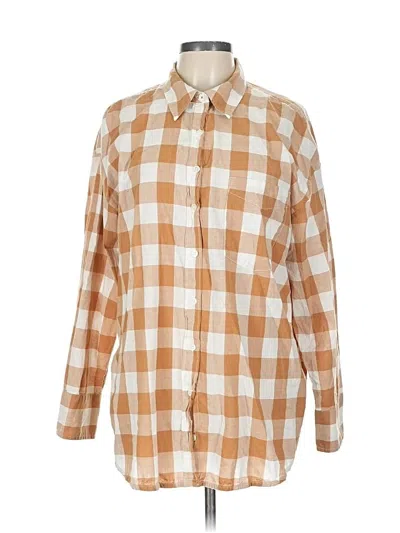 Pre-owned Maeve By Anthropologie Long Sleeve Button Down Shirt In Brown