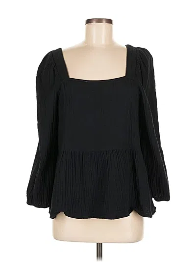 Pre-owned Madewell Long Sleeve Blouse In Black