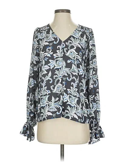 Pre-owned Ann Taylor Loft Long Sleeve Blouse In Blue
