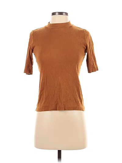 Pre-owned Uniqlo Short Sleeve Turtleneck In Brown