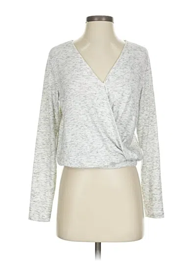 Pre-owned Michael Stars Long Sleeve Top Silver Plunge Neckline Tops