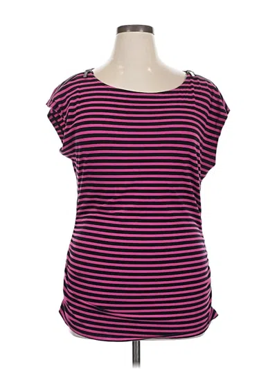 Pre-owned Michael Michael Kors Short Sleeve Top Purple Scoop Neck Tops