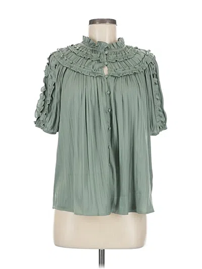 Pre-owned By Anthropologie Short Sleeve Blouse In Green