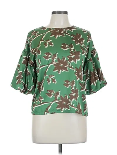 Pre-owned Tcec Short Sleeve Blouse In Green