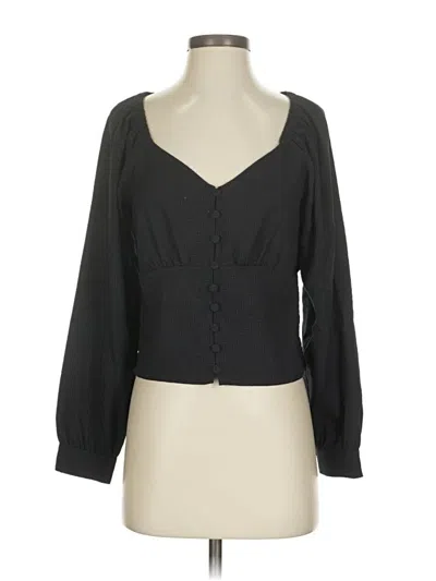 Pre-owned Madewell Long Sleeve Blouse In Black