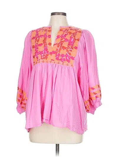 Pre-owned J.marie 3/4 Sleeve Blouse In Pink